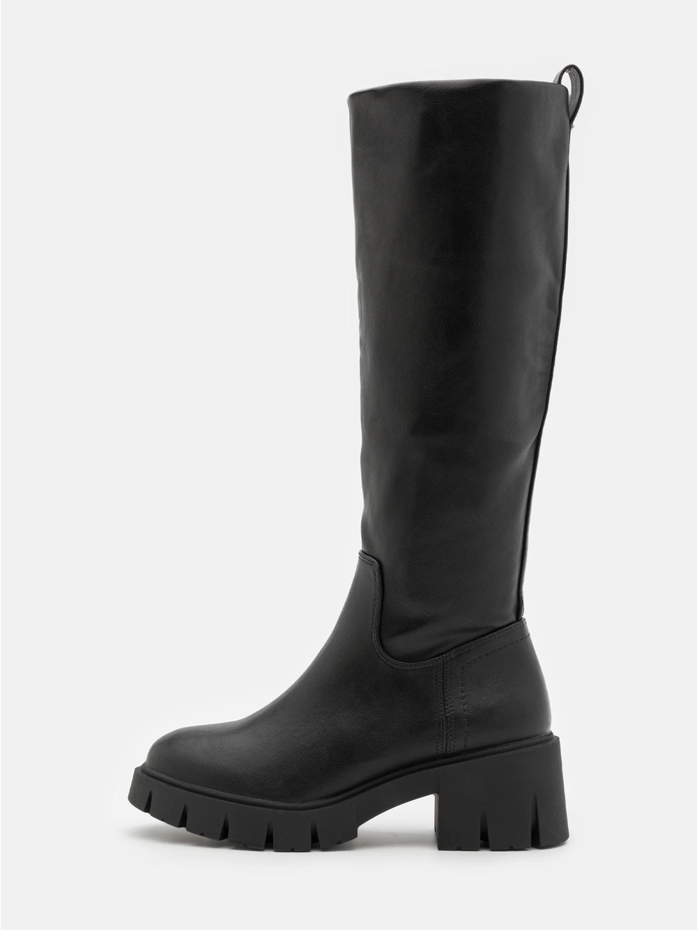 Women's Tall Black Chunky Lug Sole Boots